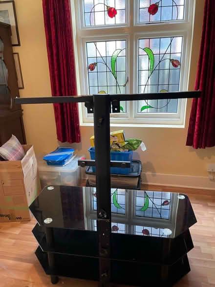 Photo of free Black glass and metal tv stand (Epsom KT18 7LR) #2