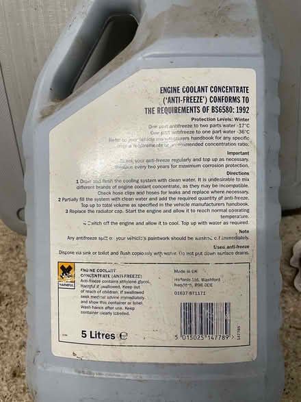 Photo of free Antifreeze / Summer Coolant (Earley RG6) #4