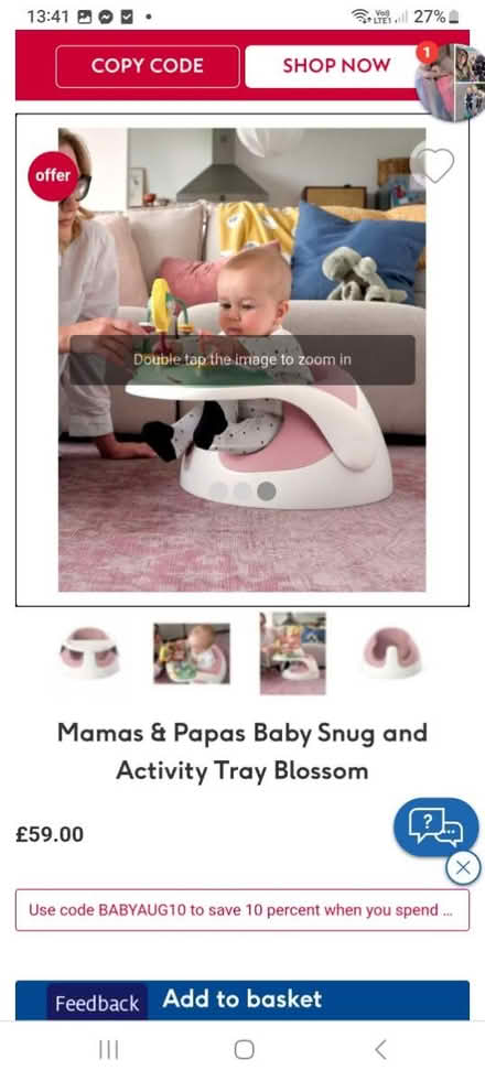 Photo of free Mamas and papas snug seat (Canford Heath, BH17 8) #4