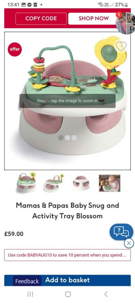 Photo of free Mamas and papas snug seat (Canford Heath, BH17 8) #2