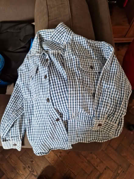 Photo of free Boys gingham shirt, blue age 5-6 (Chobham GU24) #1