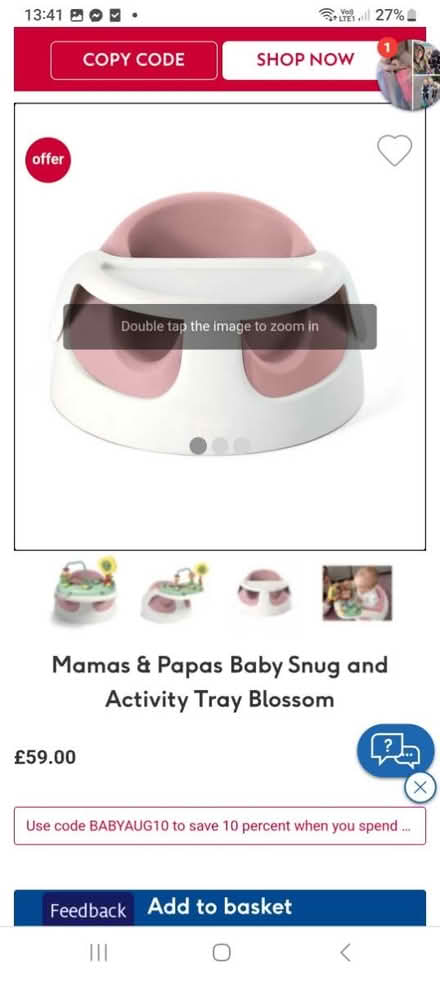 Photo of free Mamas and papas snug seat (Canford Heath, BH17 8) #3