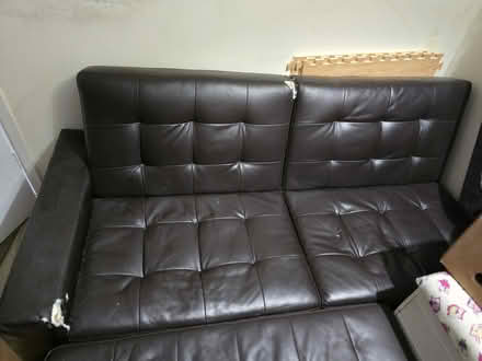 Photo of free Brown leather sofa bed (Ilkeston, DE7) #1