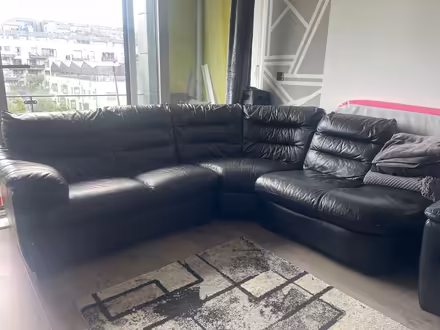 Photo of free Corner black leather sofa (Wembley) #1