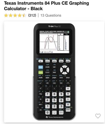 Photo of graphing calculator (TI84plus ce) (Pleasanton -Val Vista) #1