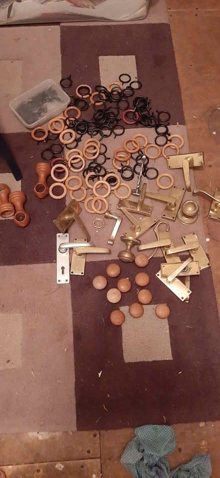 Photo of free Bag of curtain rings, hooks and other fittings (Mitcham CR4) #1