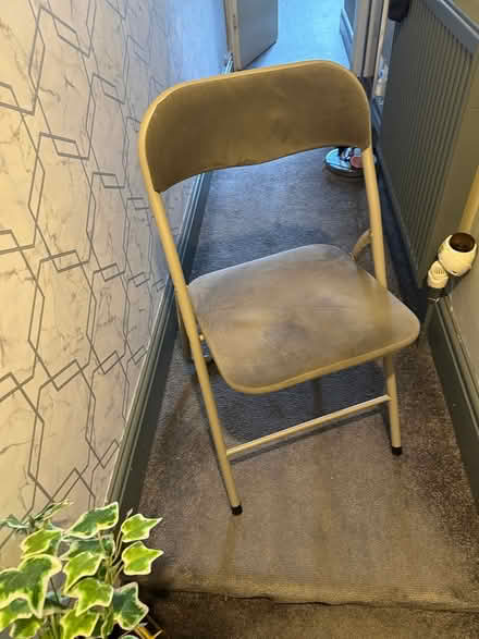 Photo of free Folding suede grey chair (DE23) #1