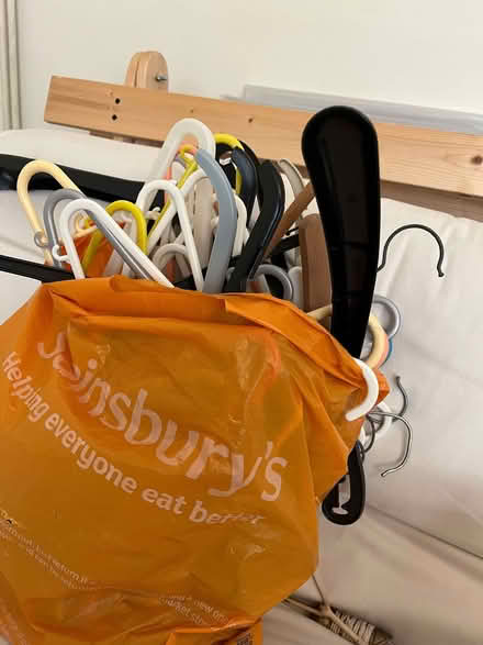 Photo of free Bag of assorted clothes hangers (Stroud GL5) #1