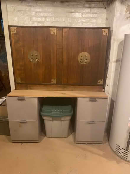 Photo of free Heavy wood book case, brass details (Ardmore) #1