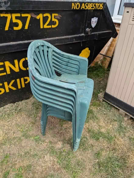 Photo of free 6 green plastic chairs (Chessington KT9) #1