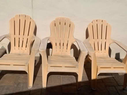 Photo of free 3 plastic Adirondack chairs (Sunnyvale Birdland) #2