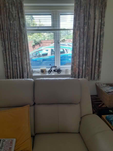 Photo of free Pink and green floral lined curtains (Burwell CB25) #1