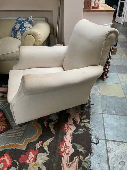 Photo of free Armchair. Cream linen. (Askew Road W12) #1