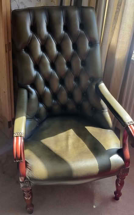 Photo of free armchair, upholstered and matching footstool (Stretford M32) #2