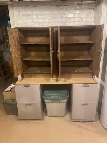 Photo of free Heavy wood book case, brass details (Ardmore) #2