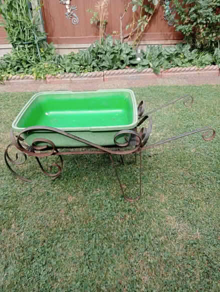 Photo of free Decorative wrought iron garden wheelbarrow planter (Clapham MK41) #2