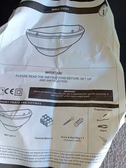 Photo of free Wall light fitting - brand new (Eastbourne BN21) #2