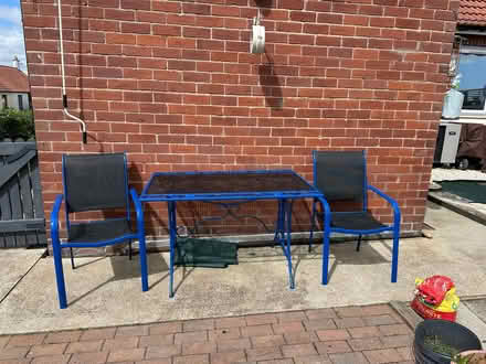 Photo of free Garden table & 2 chairs. (Cornhill on Tweed TD12) #1