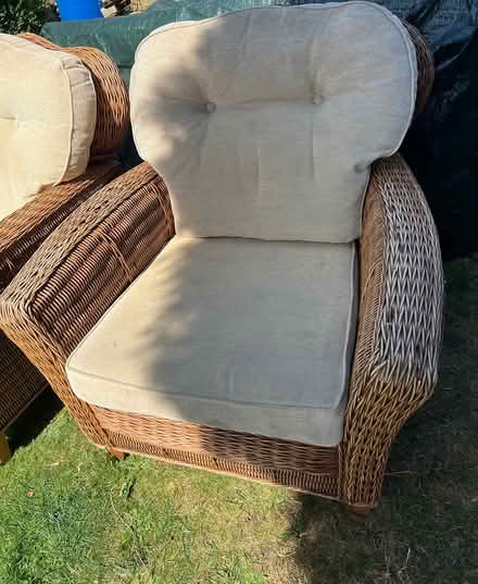 Photo of free 2 wicker armchairs with cushions (Broughton, DN20) #2