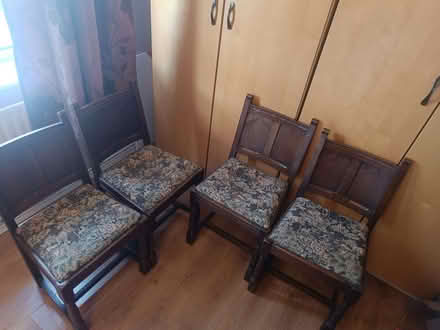 Photo of free Four hardwood dining chairs with tapestry seats (Uxbridge UB8) #3