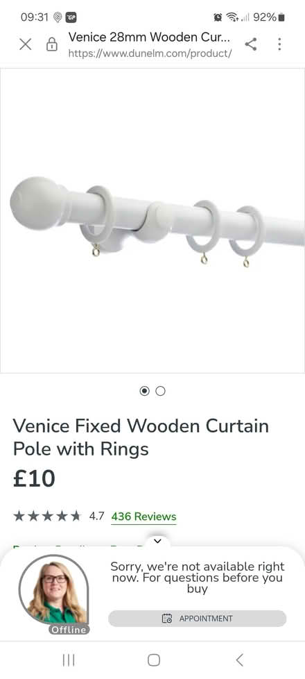 Photo of Wood curtain rail white (Laindon) #1