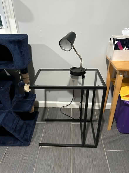 Photo of free Glass end table and desk lamp (Mount Rainier) #1