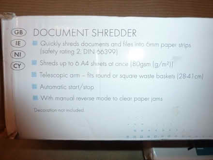 Photo of free Bin-top shredder -Office Supplies document shredder up to A4 (Purley CR8) #2