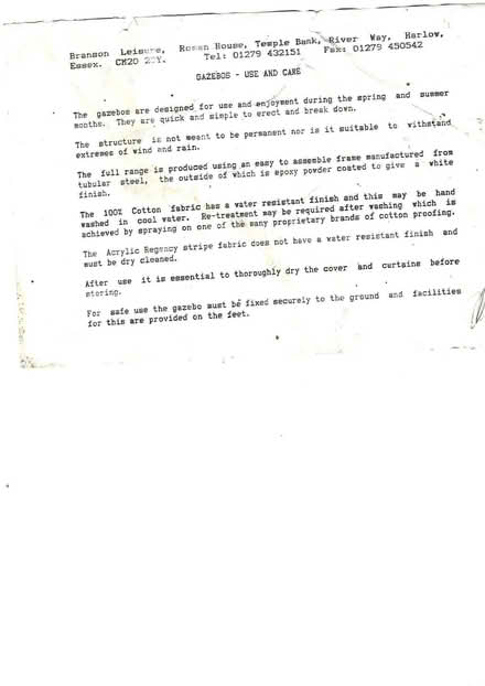 Photo of free Gazebo. White cotton, steel frame. Simple garden sunshade! (Loughton IG10) #1