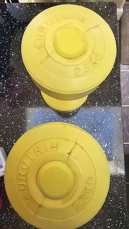 Photo of free Two yellow dumbells (Harlow, CM19) #1