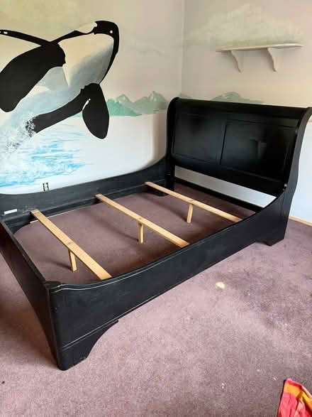 Photo of free Pending queen sleigh bed w/platform (Finn Hill) #2