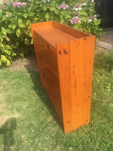 Photo of free Low wooden shelving unit (Roselands, Eastbourne, BN22) #2