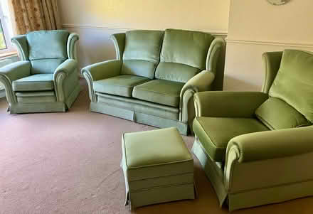 Photo of free 3 piece sofa and footstall (Church Crookham GU52) #1
