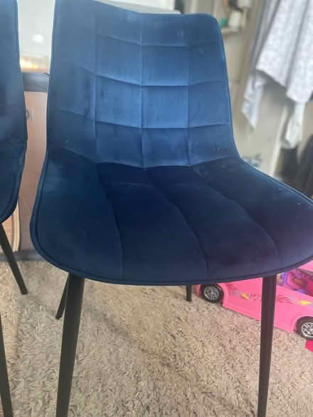 Photo of free 2 blue velvet chairs (Sydenham) #1