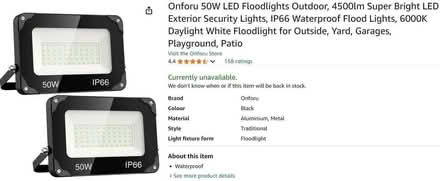 Photo of free Pair of 50W LED Floodlights Outdoor, 4500lm, NEW (Salvington BN14) #1