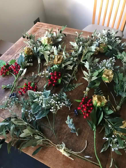 Photo of free Quantity of artificial gold roses, greenery and berries (Windermere LA23) #1