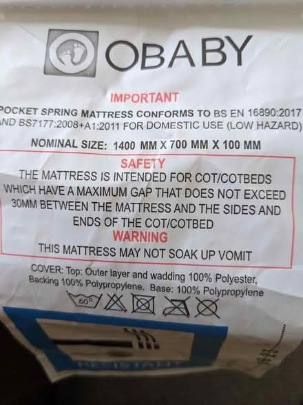 Photo of free toddler mattress (M25 Prestwich) #2