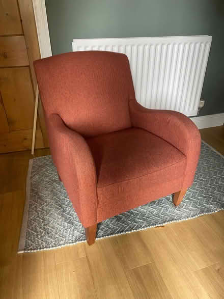 Photo of free Single rust coloured tweedy armchair (Bournville B30) #1