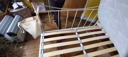 Photo of free 4ft6in metal frame bed mattress to (SG6) #1