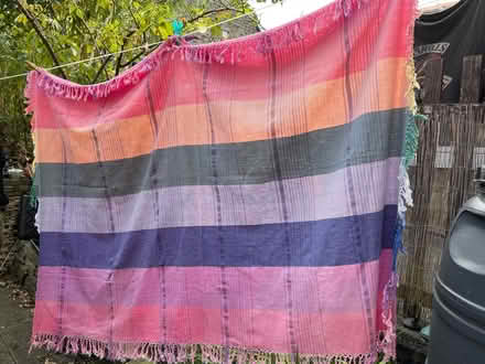 Photo of free fringed striped throw/table cloth (BD18 Shipley) #1