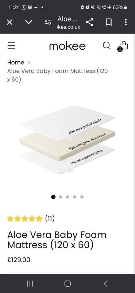Photo of free Mokee mini aloe cot mattress 120x60 (South Hampstead NW8) #1