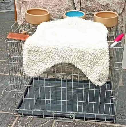 Photo of free Dog cage, coat, bowls and combs (Natland LA9) #1