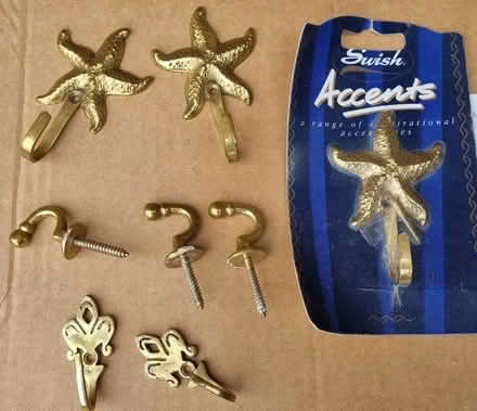 Photo of free Eight various brass curtain hooks (Sunnyside RH19) #1