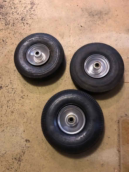 Photo of free 3 Ten inch hand cart wheels (Upper Saddle River NJ 07458) #3