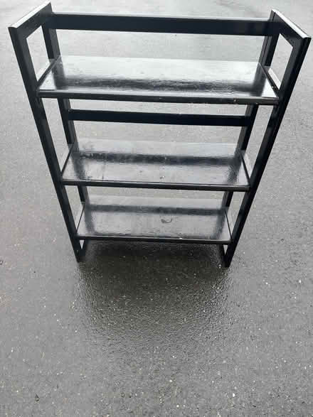 Photo of free Black wood shelf (Highland park area) #1