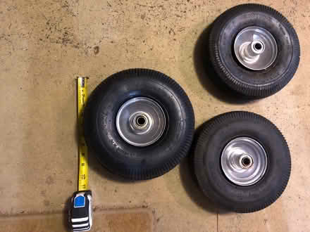 Photo of free 3 Ten inch hand cart wheels (Upper Saddle River NJ 07458) #1