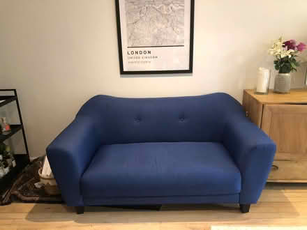 Photo of free Small blue sofa (Stockwell SW9) #1