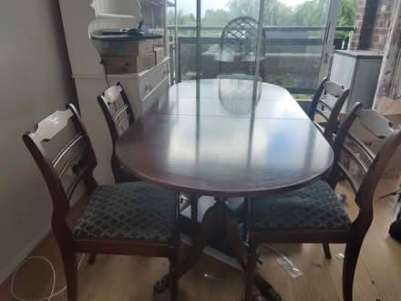 Photo of free Wood dining table with four chairs (Hampton Hill TW12) #1
