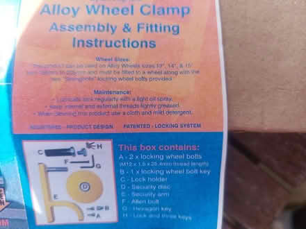 Photo of free Alloy wheel clamp (Warwick CV34) #2