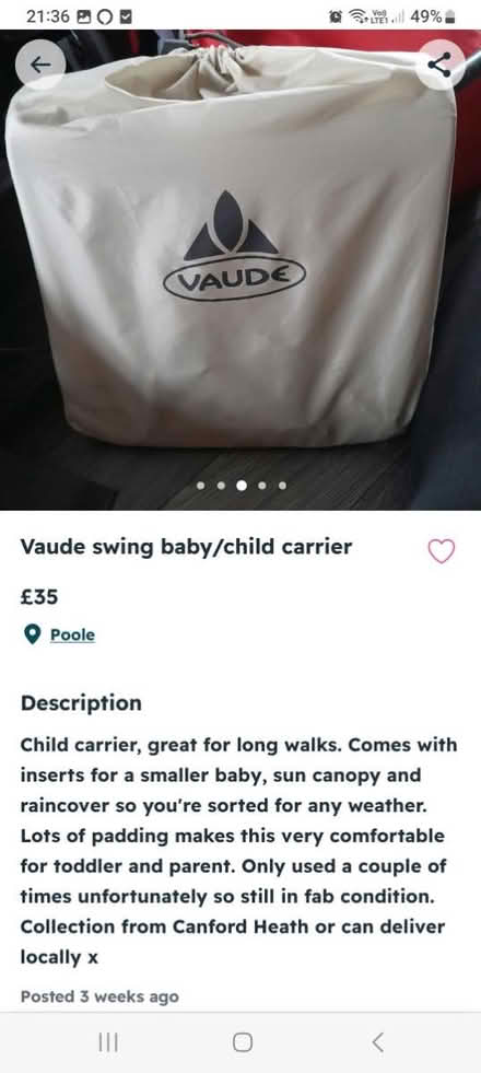 Photo of free Baby/child hiking carrier (Canford Heath, BH17 8) #3