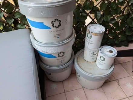 Photo of free High quality paint tins (grey + white) (Ravenscourt Park W6) #1